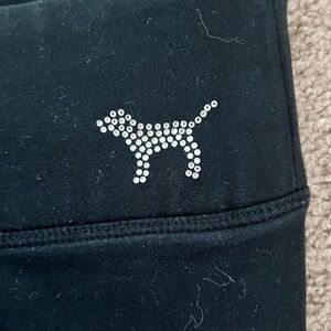 PINK Victoria's Secret Black Leggings with Vibrant Side Design